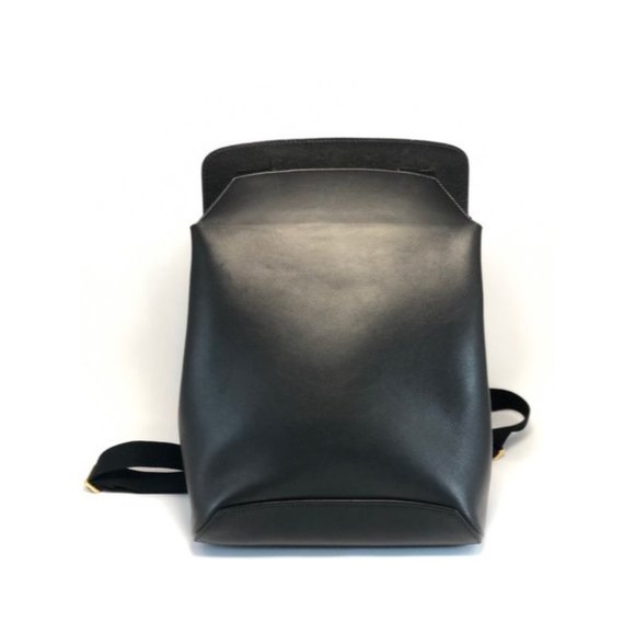 THE ROW Black Moulded Leather Backpack - Picture 1 of 12
